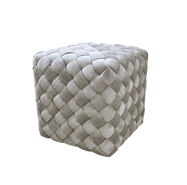 ПУФ ПЛЕТЕНЫЙ ВЕЛЮРОВЫЙ СЕРО-БЕЖЕВЫЙ N-PUF-190 BEG