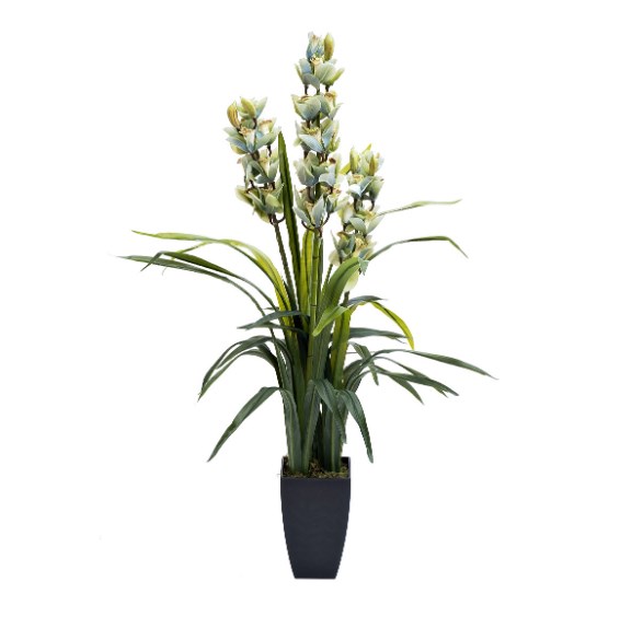 ОРХИДЕЯ CYMBIDIUM ИСКУССТВЕННАЯ ЦВЕТ ЛАЙМ В ГОРШКЕ 29BJ-911-33