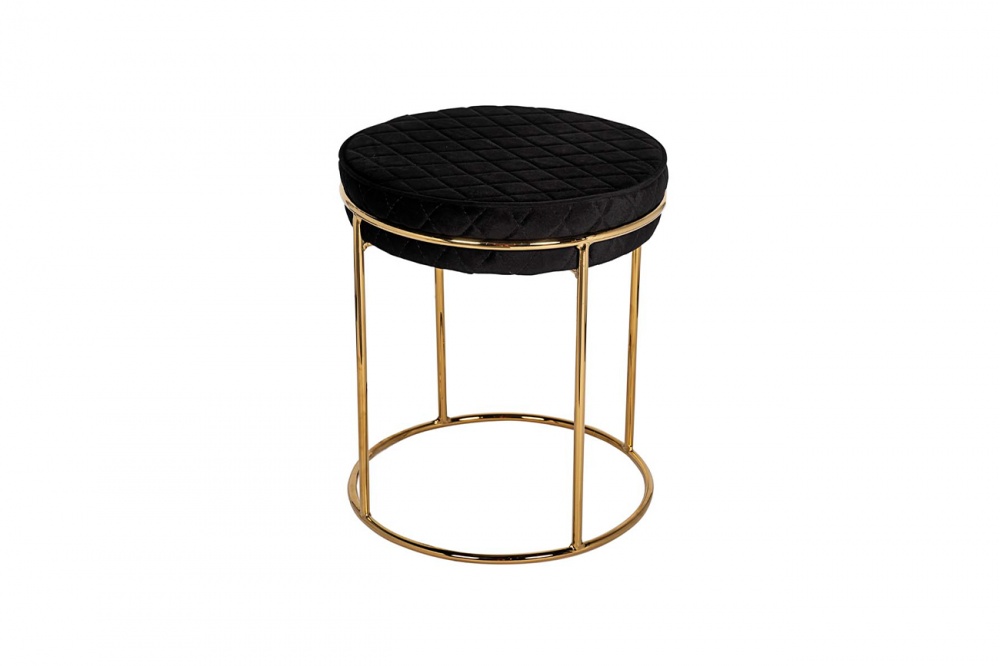 Банкетка велюр черный/золото d38*45см