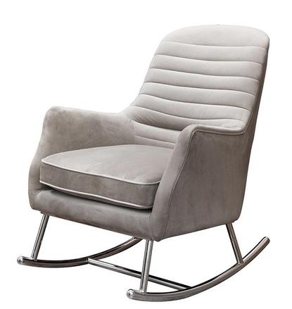 Кресло качалка велюр серый хром 48MY-2569 PEG SLV