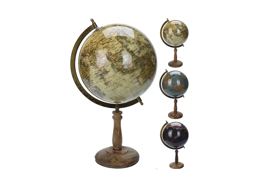 Глобус на дер.подставке метал.золото 37SM-88070