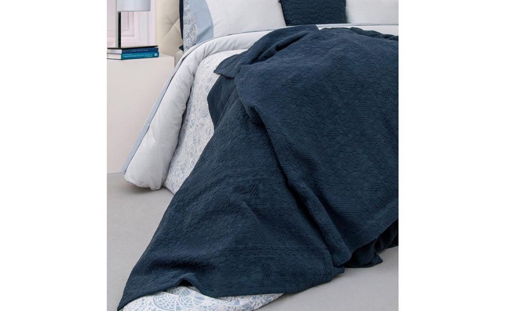 Покрывало на двуспальную кровать 240х260 тёмно-синее natalie 16amr-natalie pk2.dbl