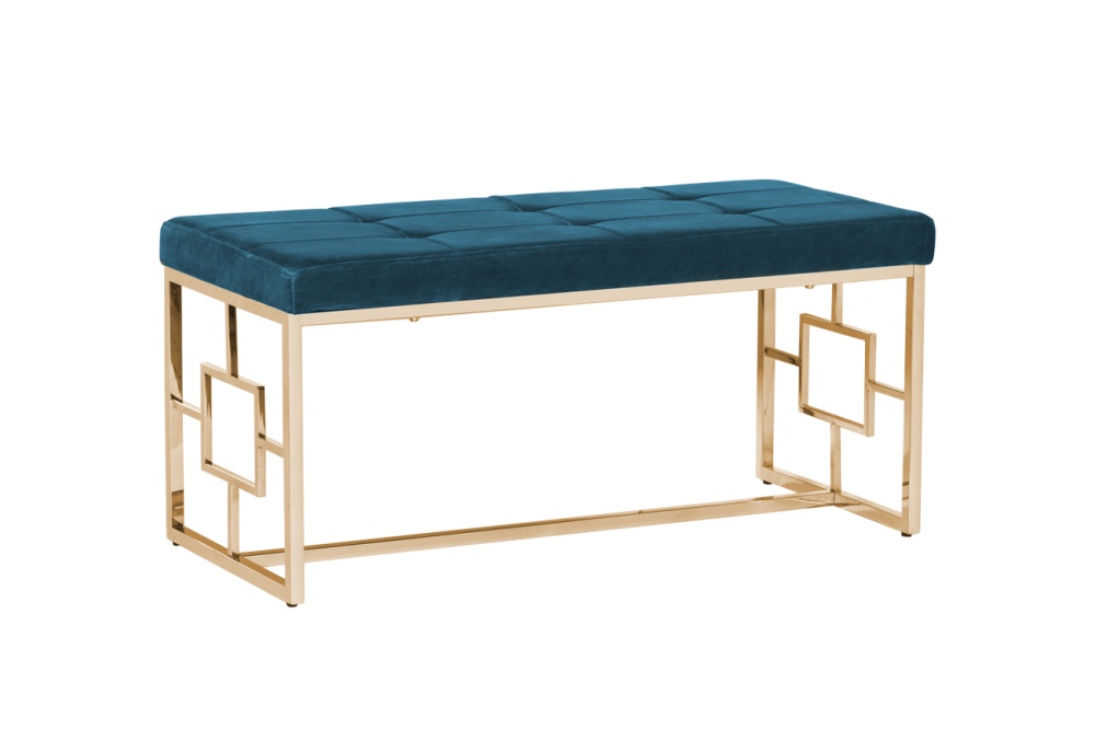 Банкетка велюр изумрудный/золото 99*45,5*46см