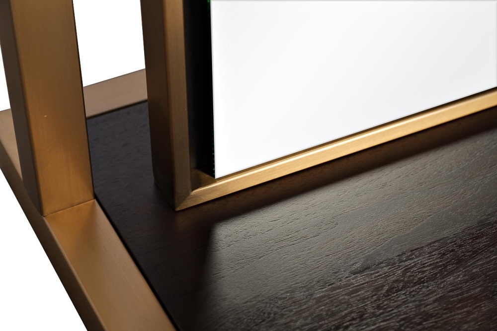 Зеркало напольное с тумбой и подсветкой (светлый шпон)