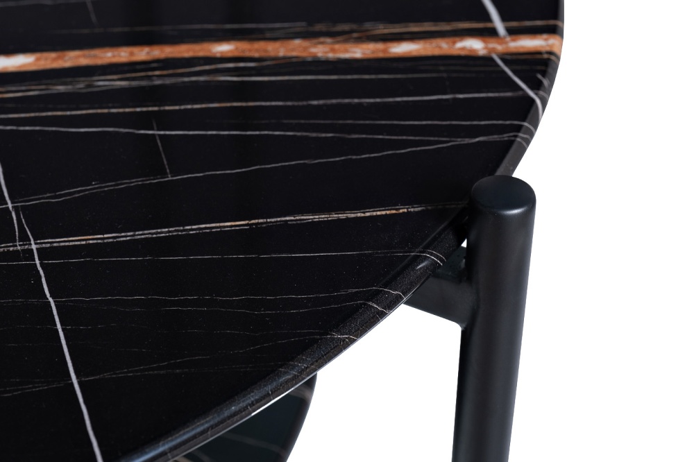 Стол журнальный круглый с полкой, черный 30B-872 BL