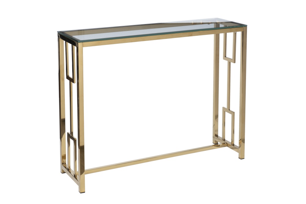 Консоль прозр.стекло/золото 100*30*78см